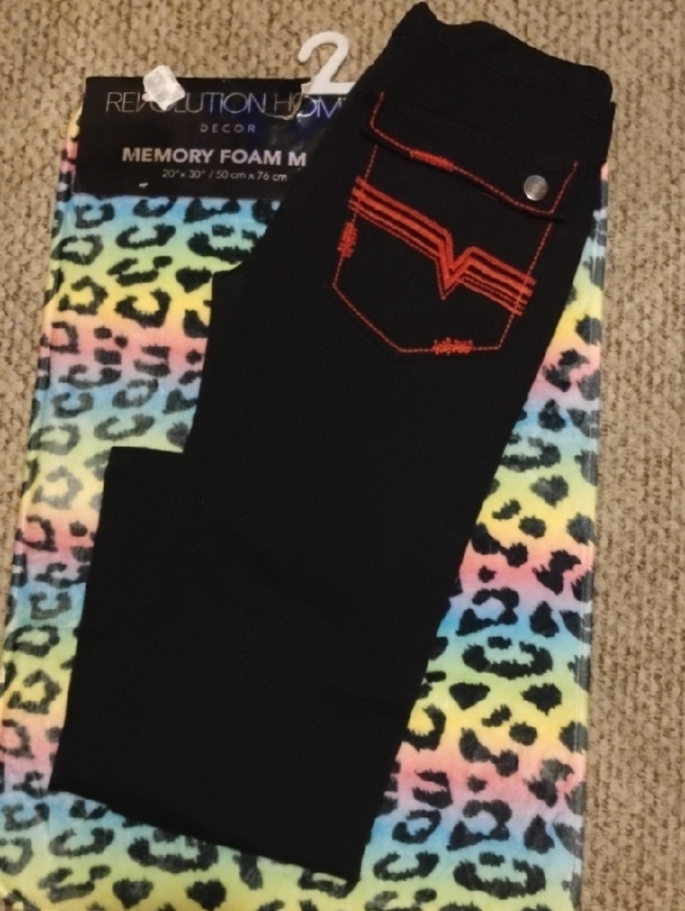 Black men’s Jeans with Red Stitch Pocket Detail
